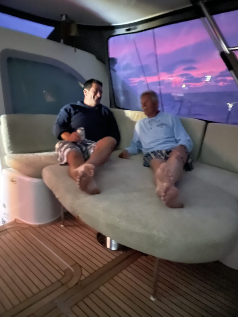 Wolfgang and Siggi from Lelystad before the night watch – on the passage from Gibraltar to Lanzarote