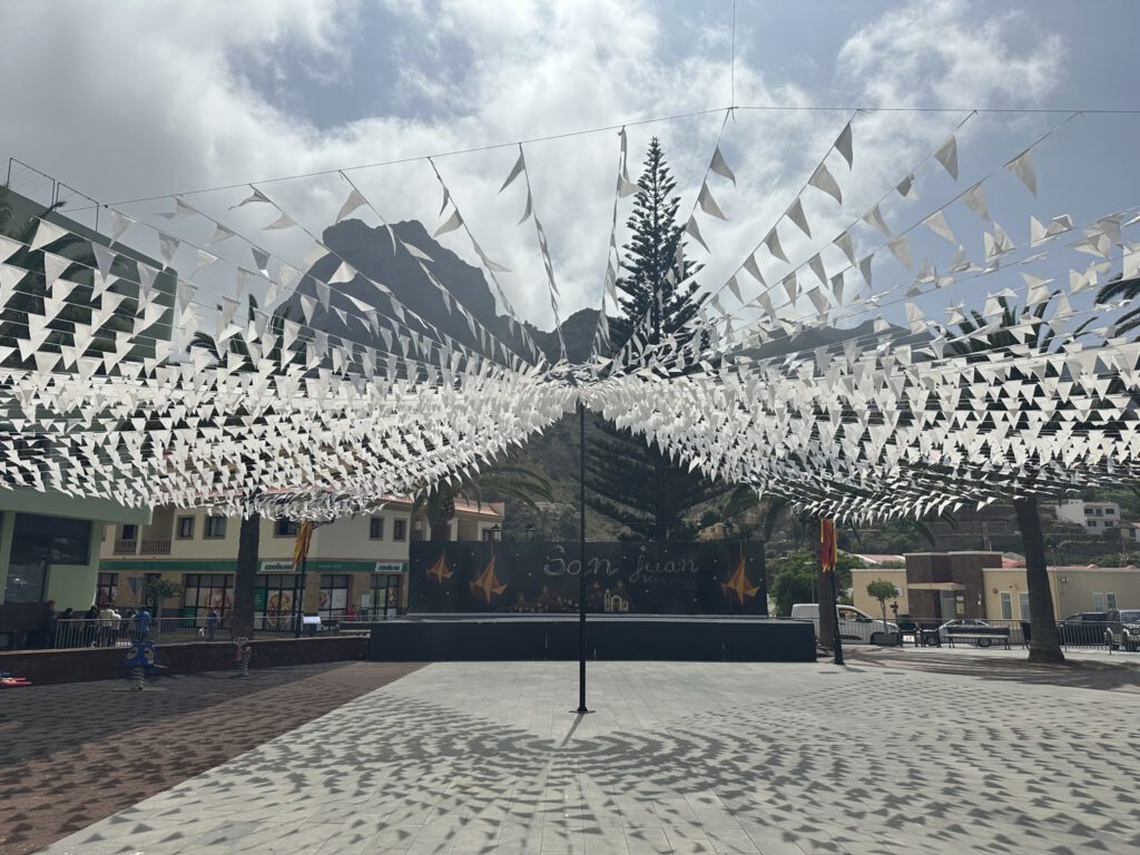A festively decorated square